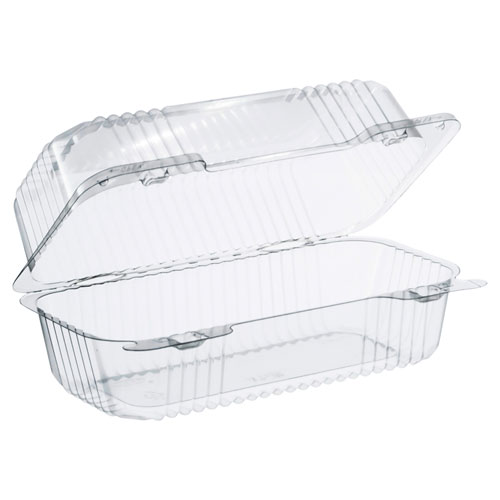 STAYLOCK CLEAR HINGED LID CONTAINERS, 4 .5 X 8.5 X 3.6, CLEAR, 250/CARTON