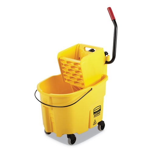 Rubbermaid® Commercial WaveBrake 2.0 Bucket/Wringer Combos, Side-Press, 35 qt, Plastic, Yellow