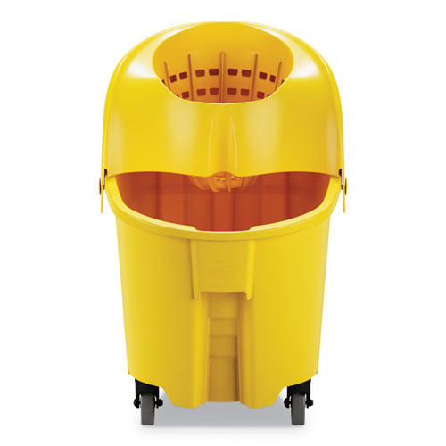 Image of Rubbermaid® Commercial Wavebrake Institution Bucket And Wringer Combos, Down-Press, 35 Qt, Plastic, Yellow