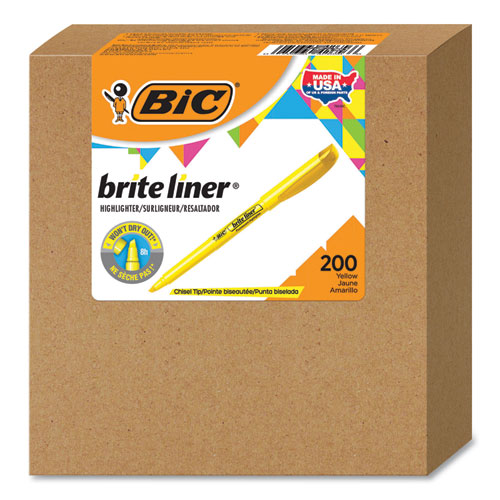 BRITE LINER HIGHLIGHTER XTRA VALUE PACK, CHISEL TIP, YELLOW, 200/CARTON