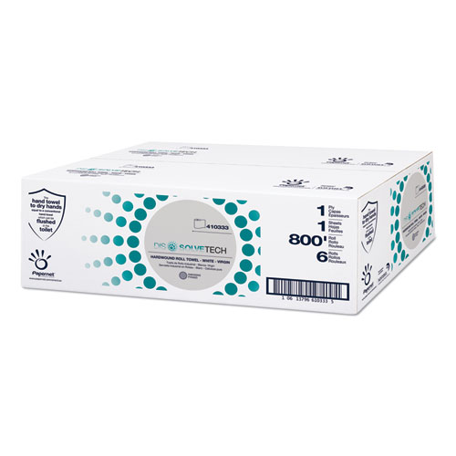 Papernet® DissolveTech Paper Towel, 1-Ply, 7.5" x 700 ft, White, 6 Rolls/Carton
