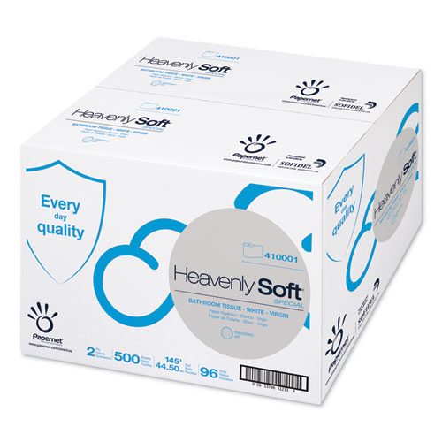 Papernet® Heavenly Soft Toilet Tissue, Septic Safe, 2-Ply, White. 4.1" X 146 Ft, 500 Sheets/Roll, 96 Rolls/Carton
