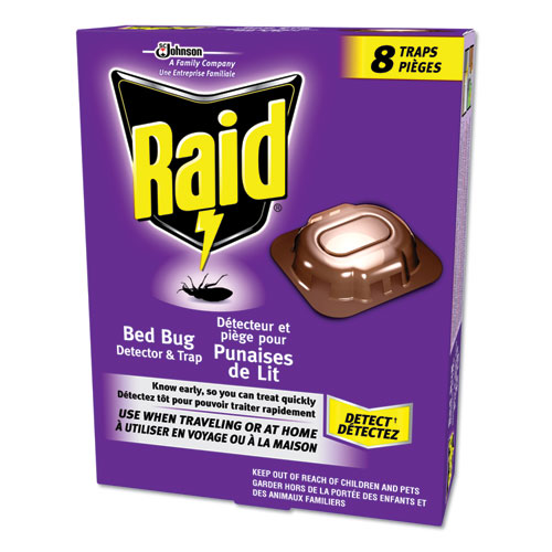 Raid® Bed Bug Detector and Trap, 0.19 lb Trap, 8 Traps/Box, 6/Carton