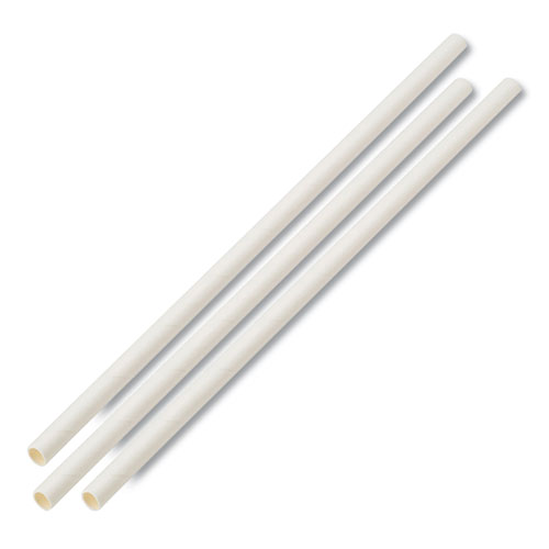 Boardwalk® Unwrapped Paper Straws, 7.75" X 0.25" White, 4,800 Straws/Carton