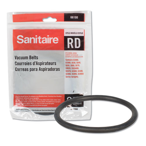 Sanitaire® Replacement Belt for Upright Vacuum Cleaner, Flat U Style, 2/Pack