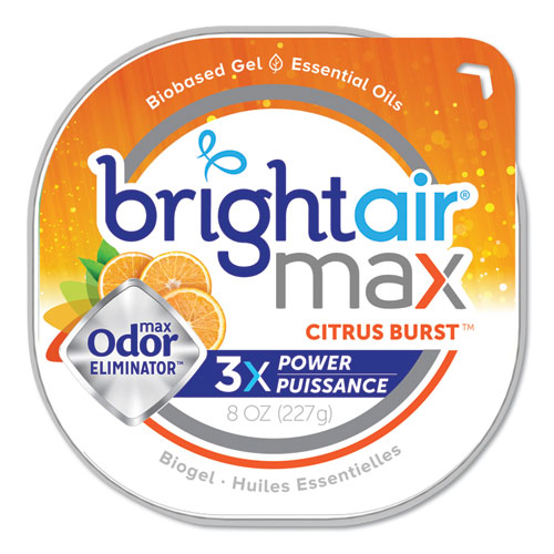 Image of Bright Air® Max Odor Eliminator Air Freshener, Citrus Burst, 8 Oz Jar, 6/Carton