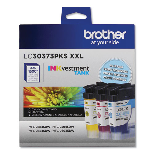 Image of Brother Lc30373Pks Inkvestment Super High-Yield Ink, 1,500 Page-Yield, Cyan/Magenta/Yellow