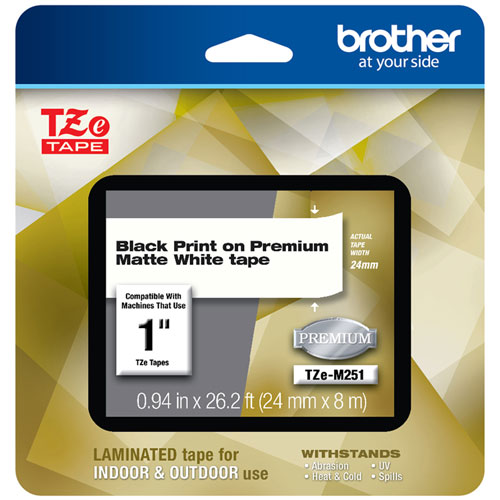 TZe Premium Laminated Tape, 0.94" x 26.2 ft, Black on White