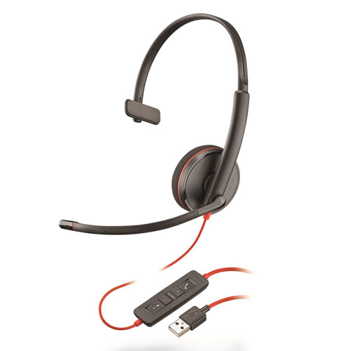 Image of Blackwire 3210 Monaural Over The Head USB Headset, Black