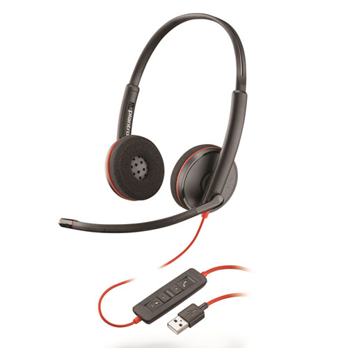 Blackwire 3220 Binaural Over The Head Headset, Black