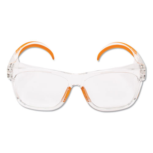 Maverick Safety Glasses, Clear/Orange, Polycarbonate Frame, 12/Box
