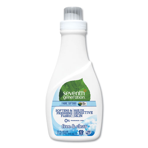 Seventh Generation® Natural Liquid Fabric Softener, Free and Clear, 42 Loads, 32 oz Bottle, 6/Carton