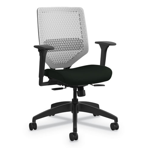 HON® Solve Series ReActiv Back Task Chair, Supports Up to 300 lb, 18" to 23" Seat Height, Ink Seat, Charcoal Back, Black Base
