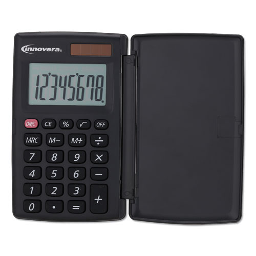 Innovera® 15921 Pocket Calculator with Hard Shell Flip Cover, 8-Digit LCD