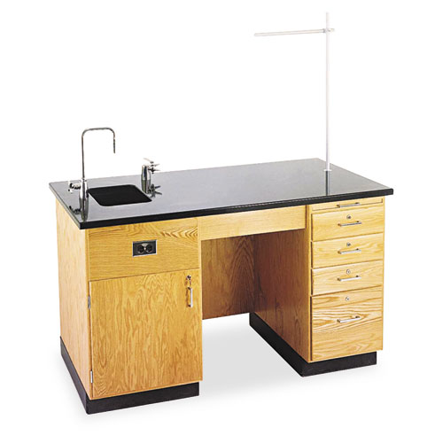 Diversified Woodcrafts Instructor's Desk, 60" x 30" x 36", Oak/Black