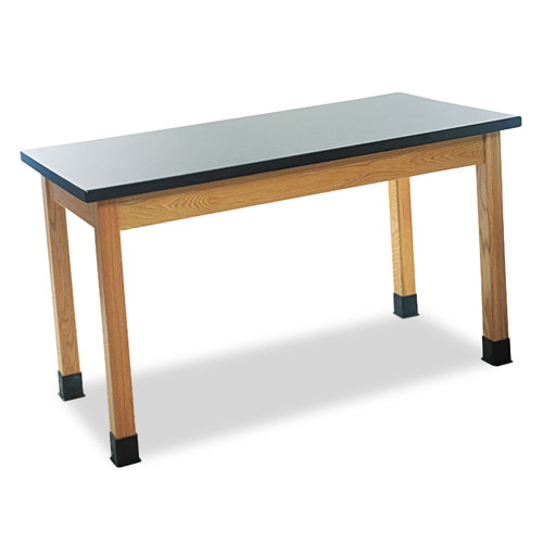 Science Table, Rectangular, 48w X 24d X 30h, Black/oak