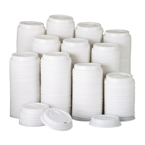 Image of White Dome Lid Fits 10 oz to 16 oz Perfectouch Cups, 12 oz to 20 oz Hot Cups, WiseSize, 500/Carton