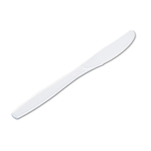 Plastic Cutlery, Heavyweight Knives, White, 1000/Carton | by Plexsupply