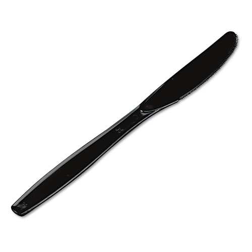 Image of Plastic Cutlery, Heavyweight Knives, Black, 1,000/Carton