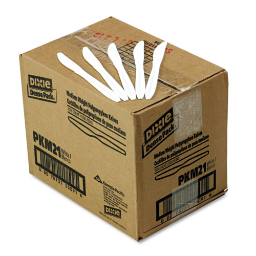 Dixie® Plastic Cutlery, Mediumweight Knives, White, 1,000/Carton