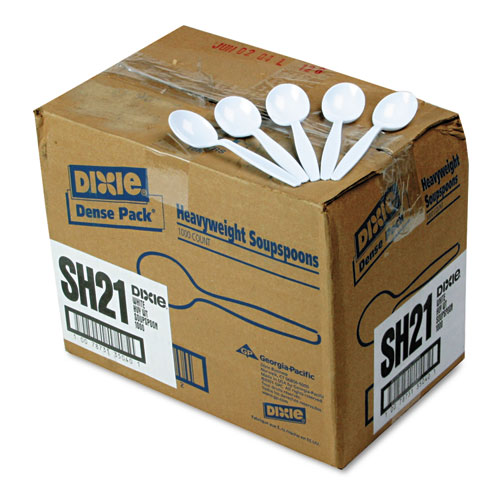 PLASTIC CUTLERY, HEAVYWEIGHT SOUP SPOONS, WHITE, 1,000/CARTON