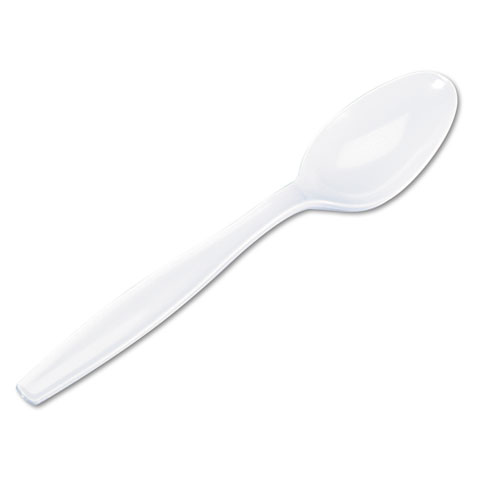 Plastic Cutlery, Heavyweight Teaspoons, White, 1000/Carton | by Plexsupply