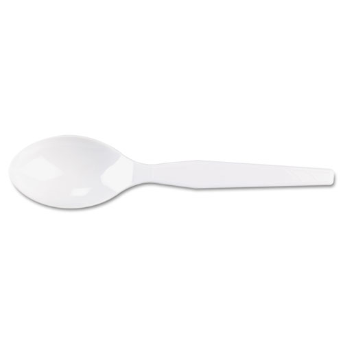 Plastic Cutlery, Heavy Mediumweight Teaspoons, White, 100/Box | by Plexsupply