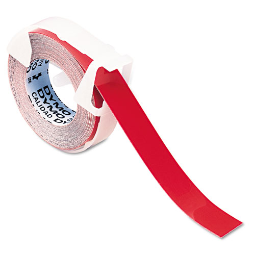 Image of Self-Adhesive Glossy Labeling Tape for Embossers, 0.37" x 12 ft Roll, Red