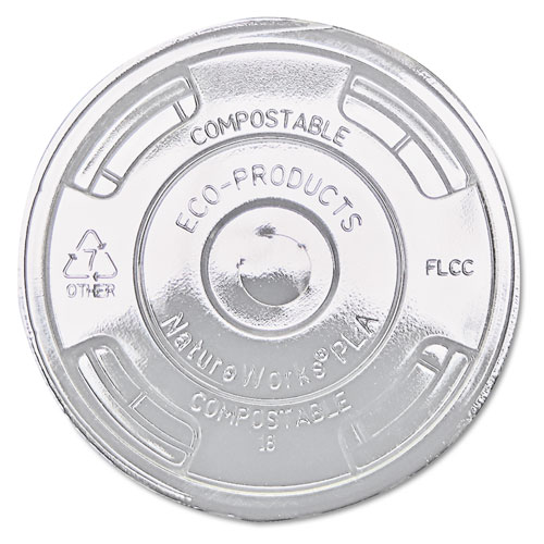 GreenStripe Renewable and Compost Cold Cup Flat Lids, Fits 9 oz to 24 oz Cups, Clear, 100/Pack, 10 Packs/Carton