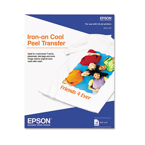 Epson® Iron-On Inkjet Transfer, 8-1/2 x 11, White, 10 Sheets/Pack