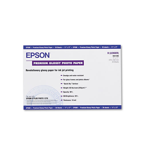 Epson® Premium Photo Paper, 10.4 Mil, 11 X 17, High-Gloss White, 20/Pack