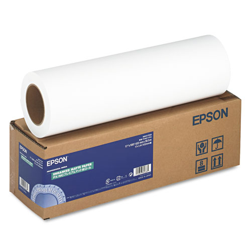 Epson® Enhanced Photo Paper Roll, 10 Mil, 3" Core, 17" X 100 Ft, Matte Bright White