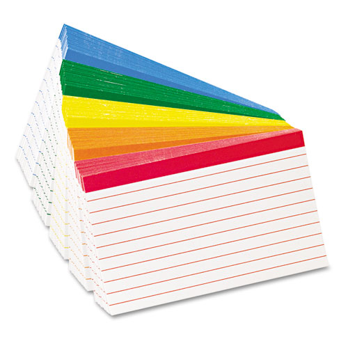 Oxford™ Color Coded Ruled Index Cards, 3 x 5, Assorted Colors, 100/Pack