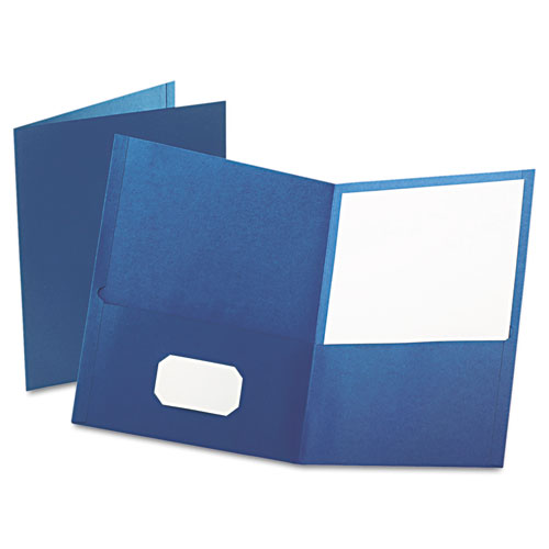 Image of Oxford™ Twin-Pocket Folder, Embossed Leather Grain Paper, 0.5" Capacity, 11 X 8.5, Blue, 25/Box