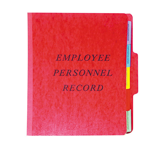 Image of Pendaflex® Vertical-Style Personnel Folders, 2" Expansion, 5 Dividers, 2 Fasteners, Letter Size, Red Exterior