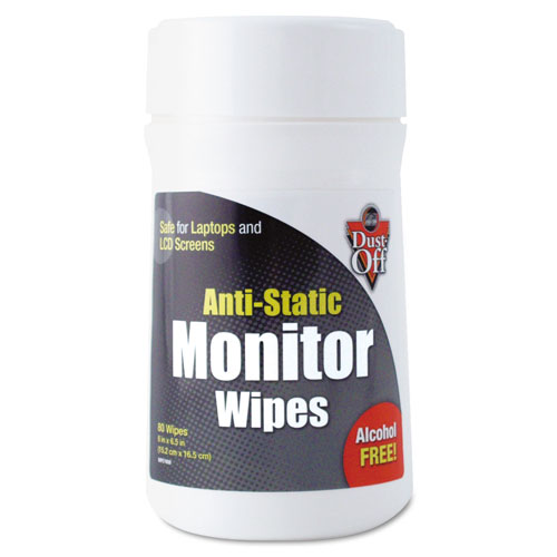 Dust-Off® Premoistened Monitor Cleaning Wipes, Cloth, 6 x 6 1/2, 80/Tub
