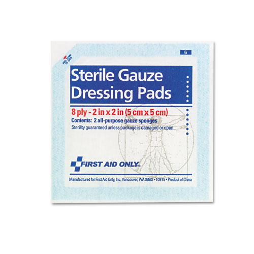 Image of First Aid Only™ Smartcompliance Gauze Pads, Sterile, 8-Ply, 2 X 2, 5 Dual-Pads/Pack