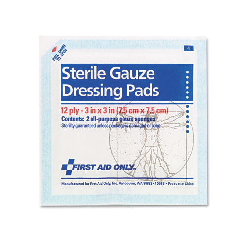 Image of First Aid Only™ Smartcompliance Gauze Pads, Sterile, 12-Ply, 3 X 3, 5 Dual-Pads/Pack