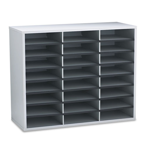 Literature Organizer, 24 Letter Sections, 29 x 11 7/8 x 23 7/16, Dove Gray | by Plexsupply