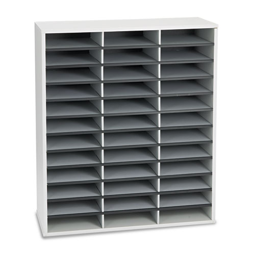 Literature Organizer, 36 Sections Letter, 29 x 11 7/8 x 34 11/16, Dove Gray | by Plexsupply