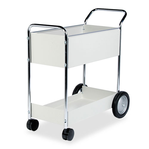 Steel Mail Cart, 150-Folder Capacity, 20w x 40.5d x 39h, Dove Gray