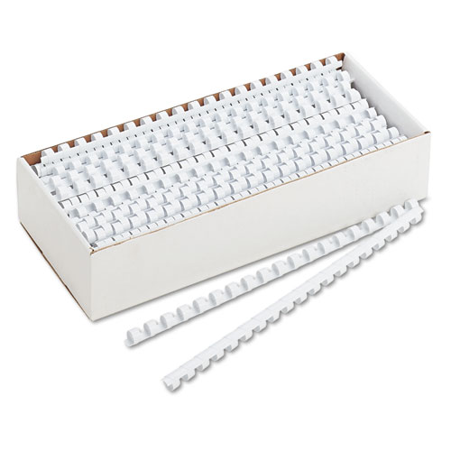Image of Plastic Comb Bindings, 3/8" Diameter, 55 Sheet Capacity, White, 100/Pack