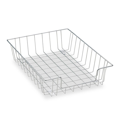 Wire Desk Tray Organizer, 1 Section, Letter Size Files, 10" x 14.13" x 3", Silver