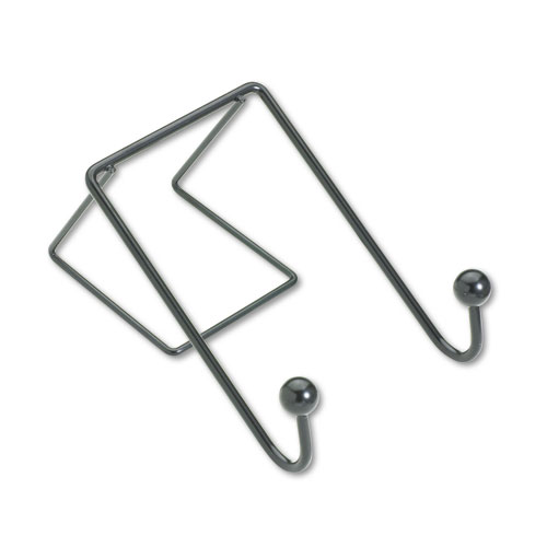 Partition Additions Wire Double-Garment Hook, 4 x 5.13 x 6, Over-the Panel Mount,  Black
