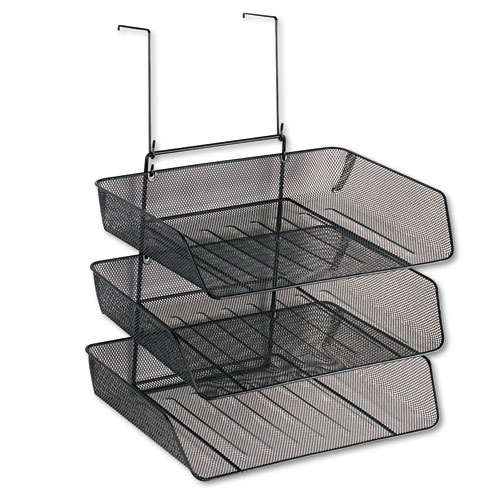 Fellowes® Mesh Partition Additions Three-Tray Organizer, 11.13 x 14 x 14.75, Over-the-Panel/Wall Mount, Black