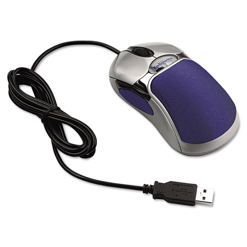 Fellowes® Optical HD Precision Gel Mouse, Five-Button/Scroll, Blue/Silver