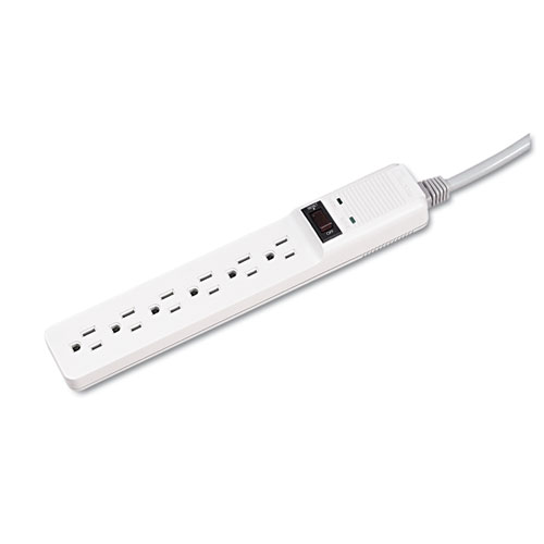 Image of Fellowes® Basic Home/Office Surge Protector, 6 Ac Outlets, 6 Ft Cord, 450 J, Platinum