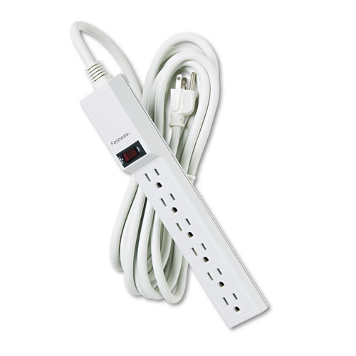 Image of Six-Outlet Power Strip, 120V, 15 ft Cord, 1.88 x 10.88 x 1.63, Platinum