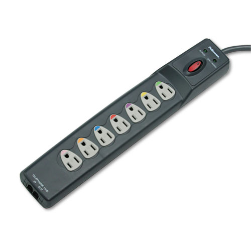 Power Guard Surge Protector, 7 Outlets, 6 ft Cord, 1600 Joules, Gray