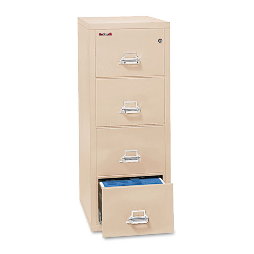 Insulated Vertical File, 1-Hour Fire Protection, 4 Letter-Size File Drawers, Parchment, 17.75" x 25" x 52.75"
